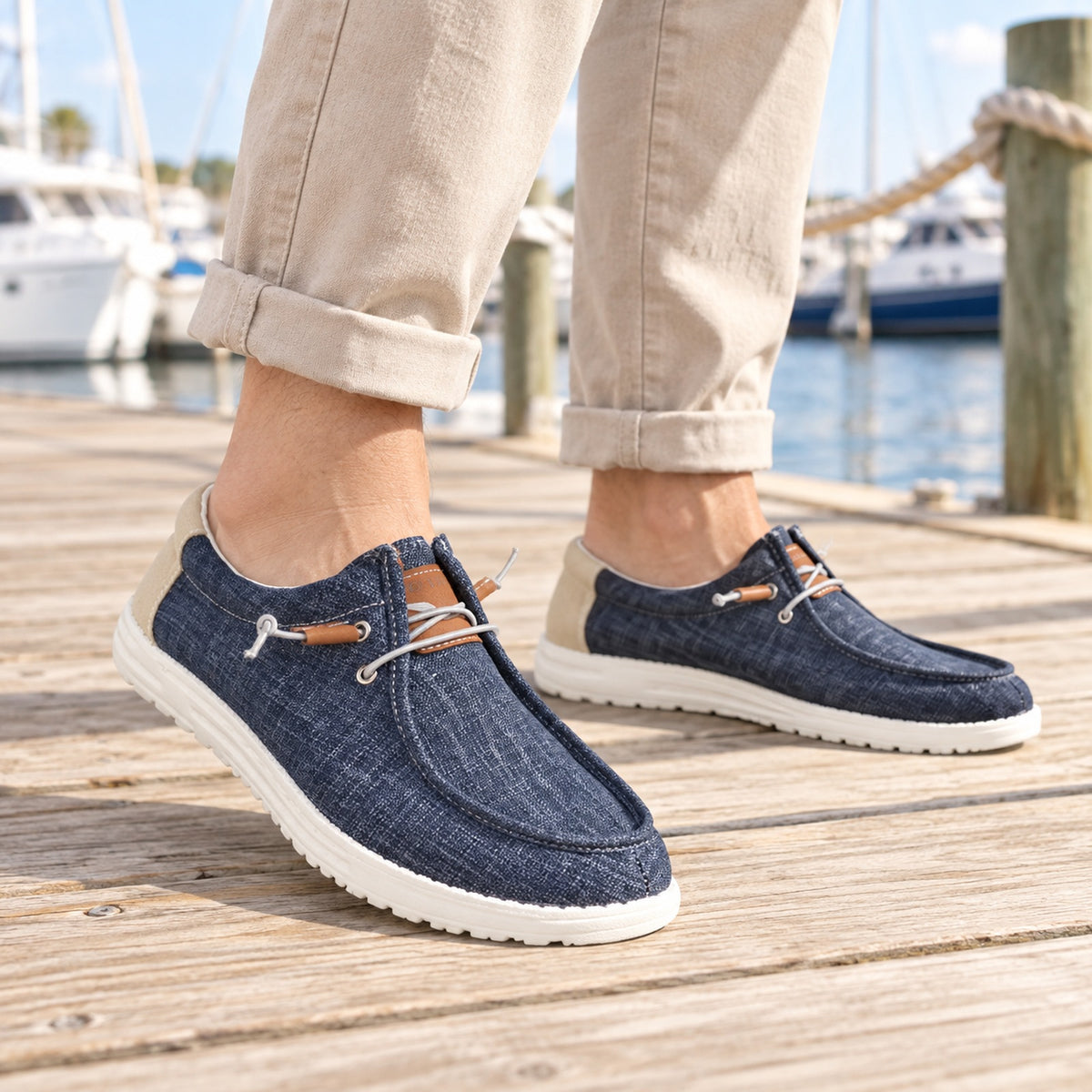 Norty Mens 8-13 Navy Laceup Boat Shoes Prepack — Lifestyle