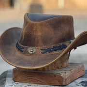 Sahara Leather Hats Western Style For Men and Women Shapeabl — Close-up