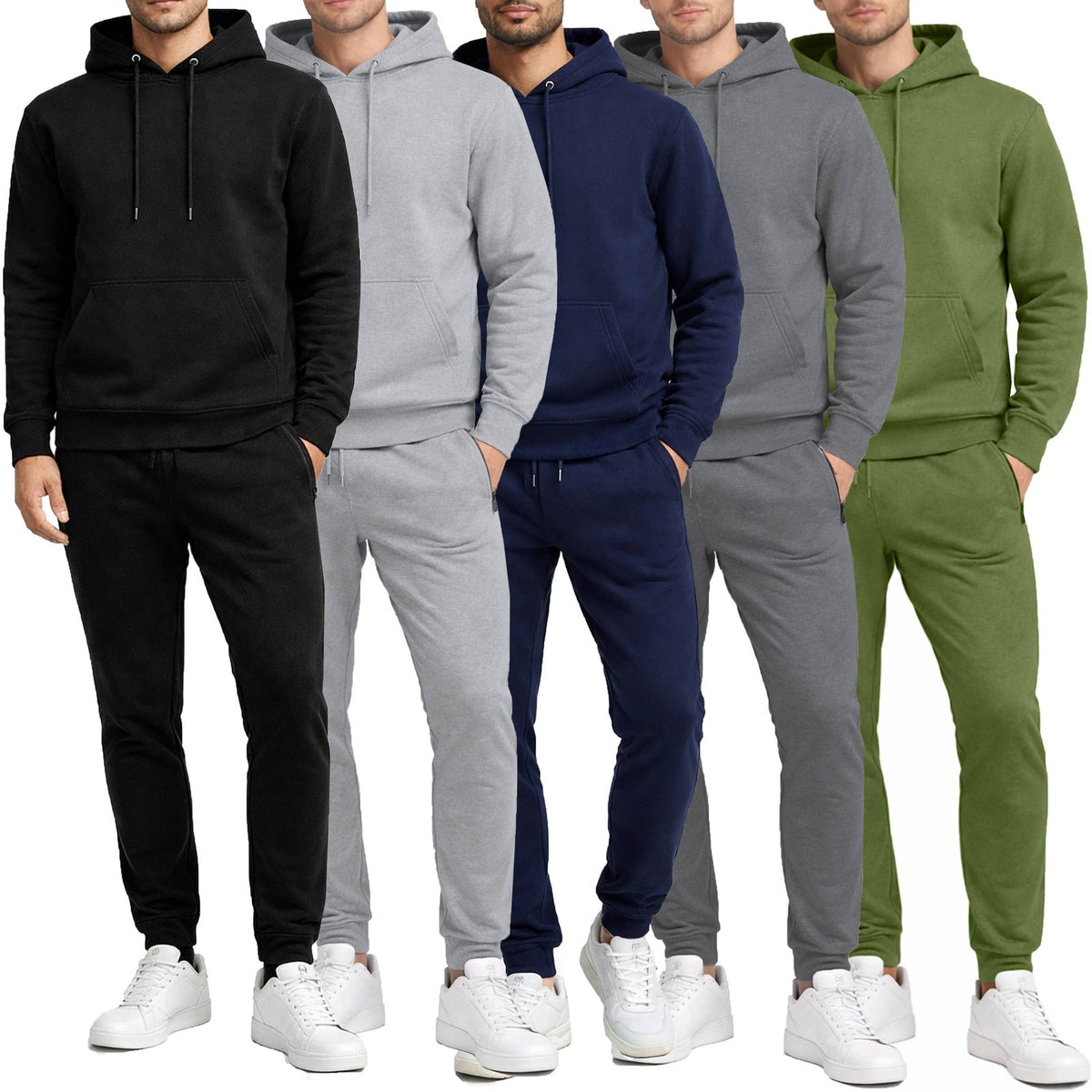 2-Piece Men’S Fleece-Lined Pullover Hoodie & Jogger Set — Close-up