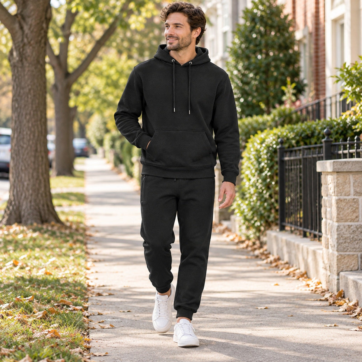 2-Piece Men’S Fleece-Lined Pullover Hoodie & Jogger Set — Lifestyle