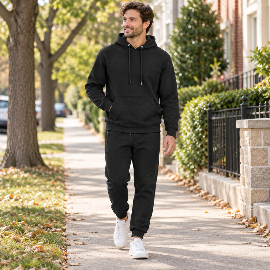 2-Piece Men’S Fleece-Lined Pullover Hoodie & Jogger Set — Lifestyle