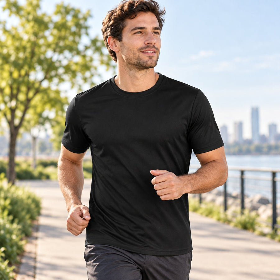 Men's Short Sleeve Moisture-Wicking Quick Dry Crew Neck Tee — Lifestyle