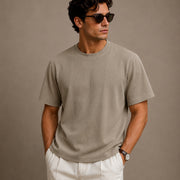 Men's Short Sleeve Textured T-Shirt (Khaki) — Lifestyle