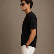 Men's Short Sleeve Textured T-Shirt (Black) — Close-up