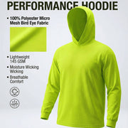 Poliester Hooded Long Sleeve . Moisture Wickening Quick Dry. — Close-up