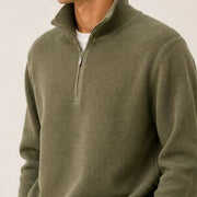 J6925 Zip-Up High-Neck Sweater Khaki — Close-up