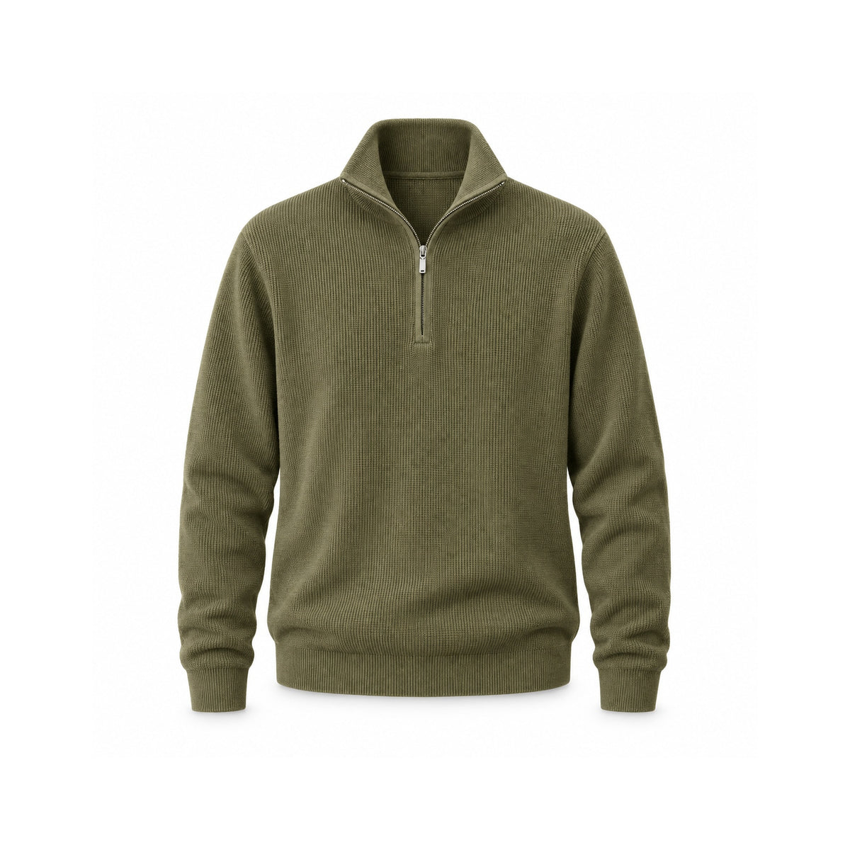 J6925 Zip-Up High-Neck Sweater Khaki — Main