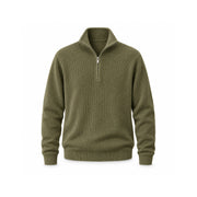 J6925 Zip-Up High-Neck Sweater Khaki — Main