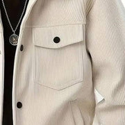 Men's Collared Button-Front Long-Sleeve Jacket — Close-up