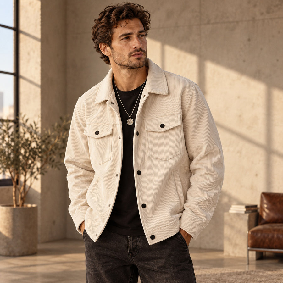 Men's Collared Button-Front Long-Sleeve Jacket — Lifestyle