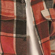 Men's Collared Checkered Long-Sleeve Jacket — Close-up