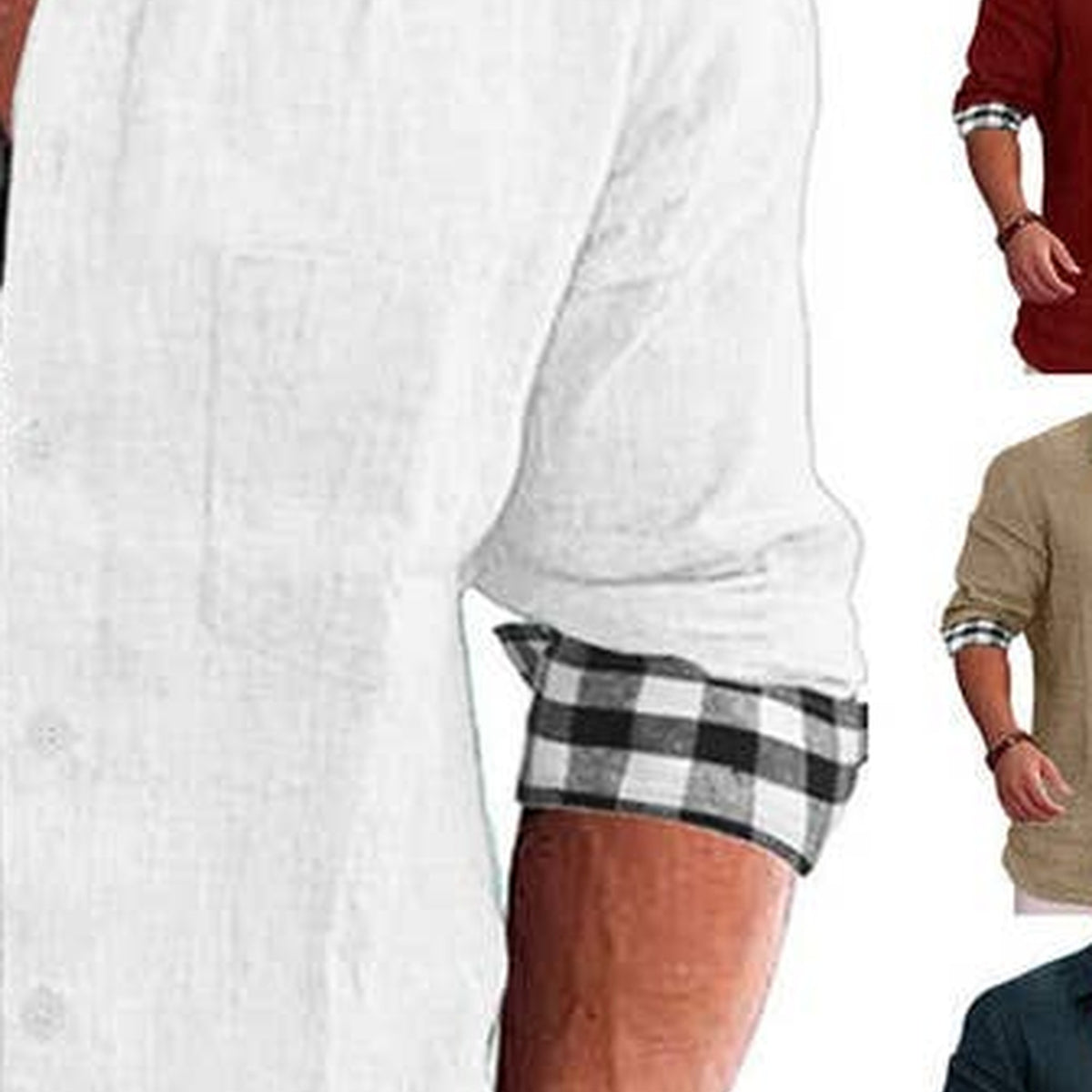 Men's Linen-Blend Long-Sleeve Shirt — Close-up
