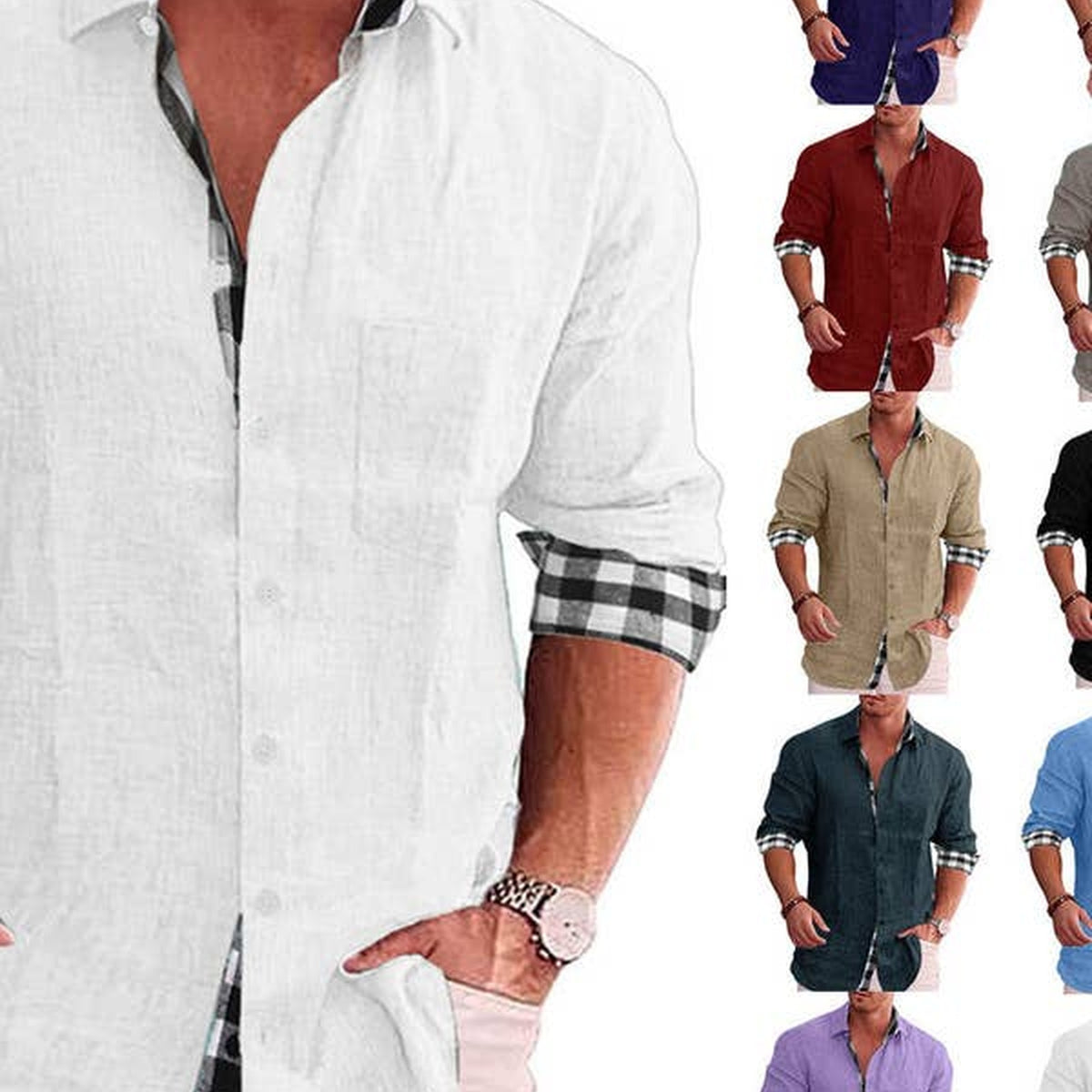 Men's Linen-Blend Long-Sleeve Shirt — Lifestyle