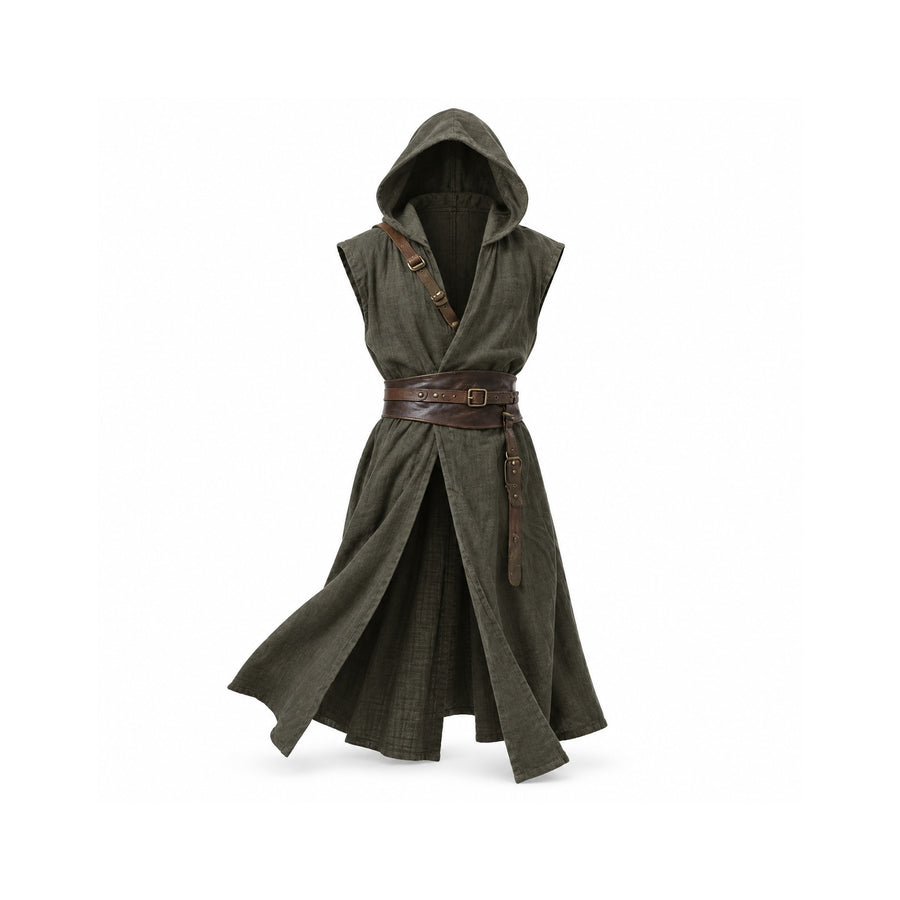 Men's Viking Medieval Hooded Sleeveless Coat — Main